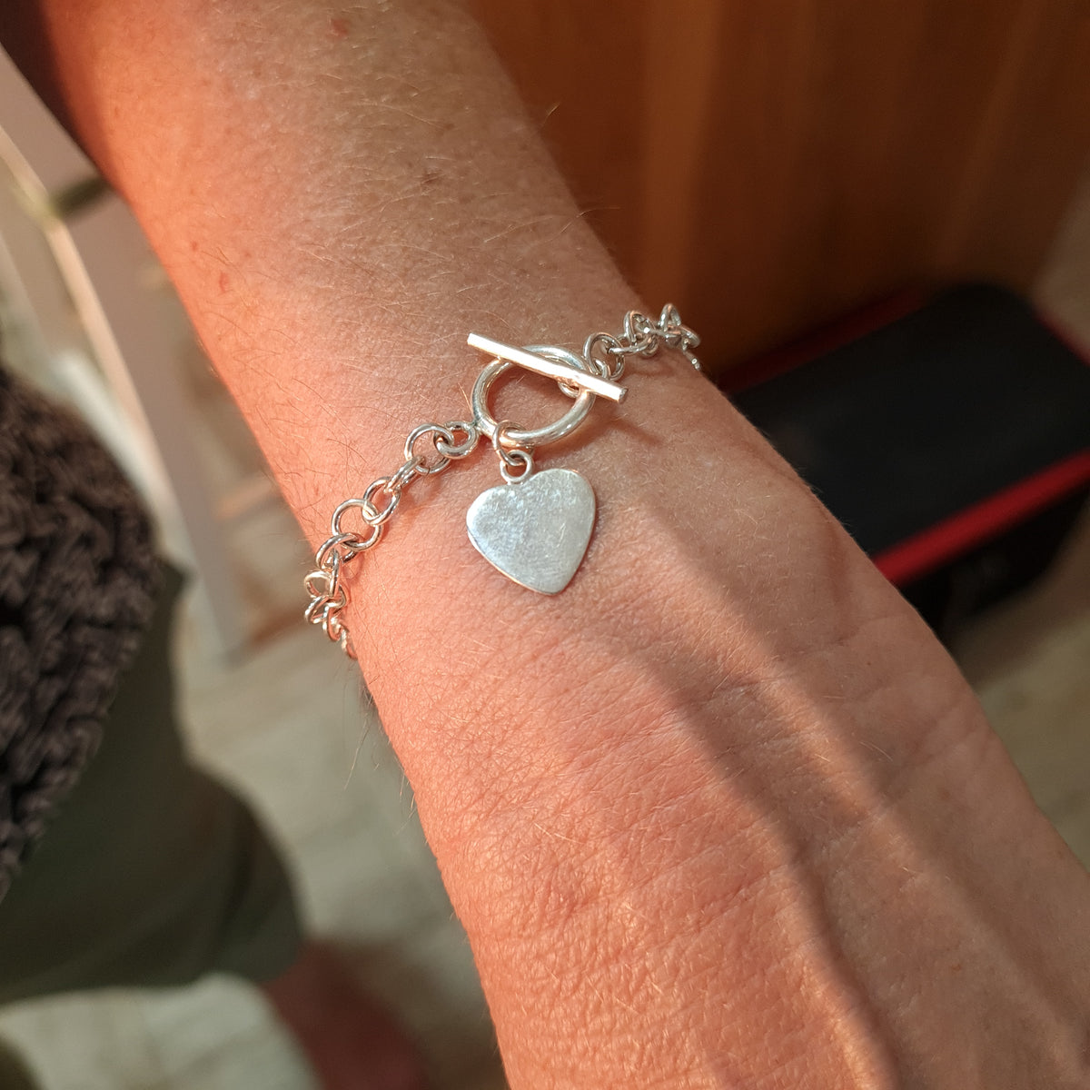 P30166 Silver chain Bracelet with 1 heart charm