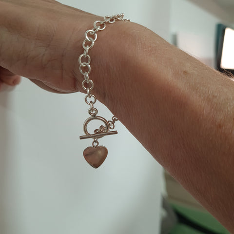 P30166 Silver chain Bracelet with 1 heart charm