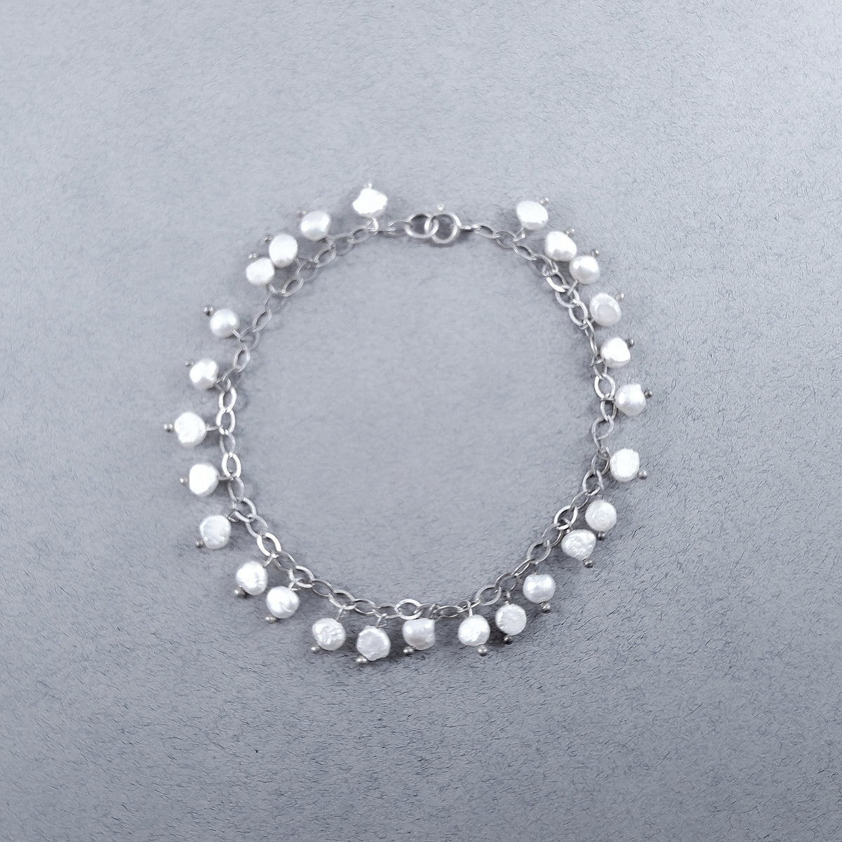 C30059  Silver chain bracelet with pearls