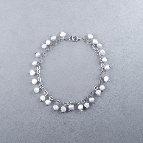 C30059  Silver chain bracelet with pearls