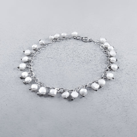 C30059  Silver chain bracelet with pearls