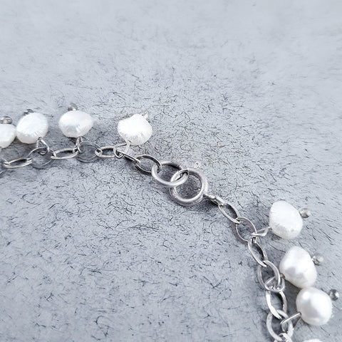 C30059  Silver chain bracelet with pearls