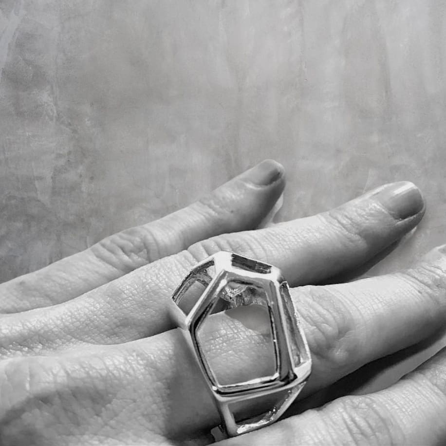 P50883 Silver Ring Pentagono