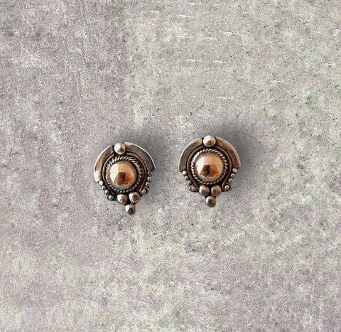 PB10045 Ethnic silver & gold earring